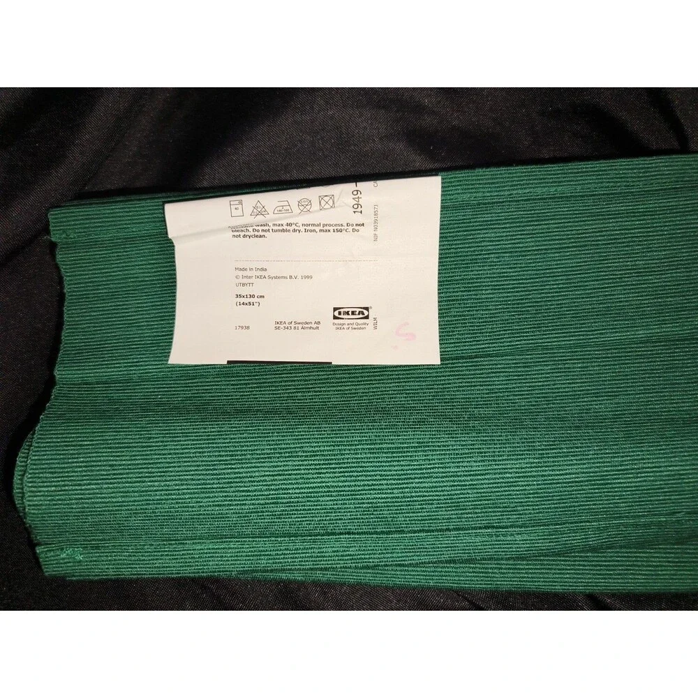 Ikea UTBYTT Emerald Green Cotton Table Runner 130cm x 35cm Discontinued